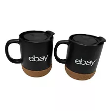 Ebay Coffee Mug Ebay Canada Seller Swag Lot 2 Black Ceramic Cork w Lids New