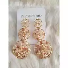 $350 FS Accessories Nude Mixed Large Gold Filled Wire Push Back Earrings