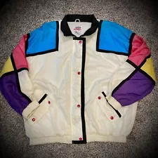 Adult Large VTG WINDBREAKER NYLON FULL ZIP JACKET Sycamore multicolor 90s Women