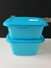 Tupperware Crystalwave Microwave Bowl Set 9 Cup / & 7 Cup Rectangular Blue Sale