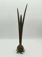 Verdigris Copper Spring Bulb Onion Bud Vase Sculpture Decorative Realistic