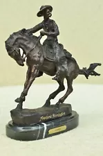 COWBOY" by FREDERIC REMINGTON! DETAILED BRONZE COWBOY & BRONCO! HIS BEST ARTWORK