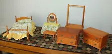 Vtg 1950's KEYSTONE Doll Furniture BEDROOM SET Wood LOT SH