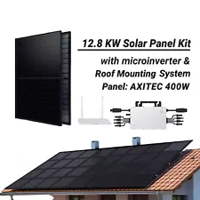 12.8KW DIY Solar Panel Kit Grid-Tie Micro-Inverter Racking Home Energy Solution