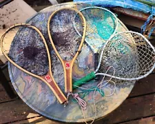 Lot Of Vintage Fishing Nets Wooden And Aluminum, Fly Fishing, Trout, Stream