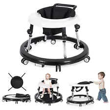 Baby Walker Foldable with 9 Adjustable Heights, Baby Walkers and Activity Center