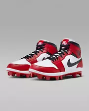 Nike Air Jordan 1 Retro MCS AV5354-611 Men's Red Leather Baseball Cleats NR9270