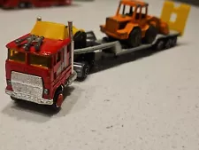 Majorette Super Movers Ford CL9000 Cabover Red Semi With Trailer And Loader!