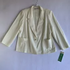 Pablo Collection Womens Blazer Jacket Size 16.5 Linen-Look Cream Ivory