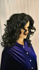 Halloween/Cosplay Black Curly Shoulder Length Wig