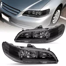 For 1998-2002 Honda Accord Black Clear Corner Headlights Assembly Pair