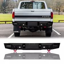 Vijay For 1992-1996 Ford Bronco Black Steel Rear Bumper With LED Lights&D-Rings