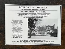 Country Residence - Highworth - Wiltshire - For Sale - 1963 Press Cutting r399