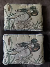 Vintage Mallard Duck Needle Point Throw Pillow. *Rare* Set Of 2.Value Over $600