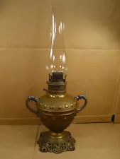 Antique Brass The Rochester Kerosene Oil Lamp W/Sea Serpent Handles