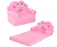 Pink princess chair-bed for toddlers, ideal for girls, 15.1x19.7x2.4", 4.4 lbs.