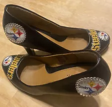 Size 7 Women’s One-of-a-Kind Pittsburgh Steelers Bedazzled Pumps High-Heel Shoes