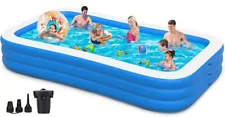 Extra Large Inflatable Swimming Pool with Pump for Adults, 130"x72"x22" Overs...