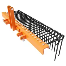 60"/72" Steel Landscape Pine Straw Rake 3-Point Hitch Coated For Cat 0 1 Tractor