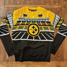 NFL Licensed Men's Pittsburgh Steelers Black/Gold Light Up Ugly Sweater Sz Large