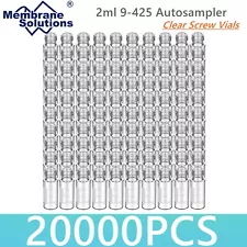 20000pcs 2ml Clear Autosampler Clear Vials 9mm Thread Top Glass HPLC Lab No Caps