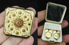 vintage Stratton Contact Lens Case Made in England Goldtone w Mirror ESTATE SALE