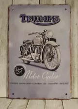 Triumph Motorcycles Tin Metal Sign Sales Parts & Service Vintage Rustic Style XZ