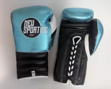 New Sporting Boxing Gloves Training 12oz Laced Blue Black White Grant