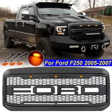 Front Grill For Ford F250 Super Duty 2005-2007 Raptor Style Matte Black W/Letter