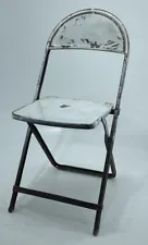 Vintage White Metal Folding Chair Rustic Barn Find Prop Decor