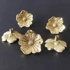 Vintage Antique Brass Flower Knobs Door Drawer Cabinet Cupboard Pulls Handles