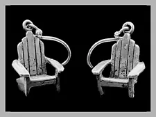 VINTAGE STERLING SILVER Adirondack Chair Earrings BEACH Pierced Drop 4.97 GRAMS