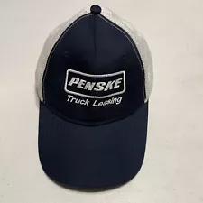 Penske Truck Leasing Hat Blue White Mesh Adjustable Snap Back Cap Adult Logo EUC