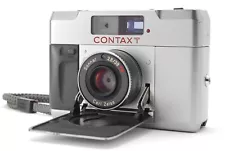 All Works [NEAR MINT] Contax T Silver Rangefinder 35mm Film Camera From JAPAN