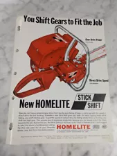 HOMELITE STICK SHIFT CHAIN SAW SALES BROCHURE LITERATURE ADVERTISMENT AD