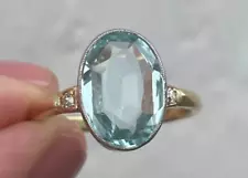 Big Aquamarine 18k Plated Gold Wedding, Aniversary & Engagement Ring For Sale