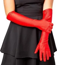 Red Satin Gloves - Two Pairs - for Cosplay - Cruella Deville, Red Riding Hood