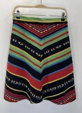 VTG Chevron Skirt A Line Mexico Mexican Cotton Woven Waist 28 1/2