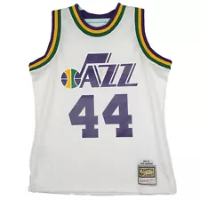 Pistol Pete New Orleans Jazz Mitchell & Ness NBA L Large Jersey White #44 New