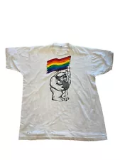 Vintage 1990s Bear With Rainbow Flag Gay Shirt XL