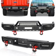 Front and Rear Bumper W/Winch Plate & LEDs D-Rings For 1993-1997 Ford Ranger