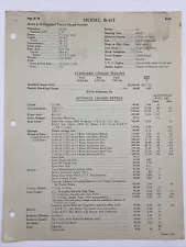 1956 MACK TRUCK LIST PRICE MODELS B-44T Standard Tractor Chassis Includes Extras