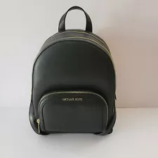 Michael Kors Jaycee Medium Zip Pocket Backpack Black Pebbled Leather