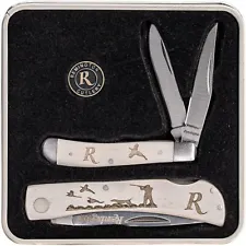 Remington Flushing Pheasant Gift Folding Knifes Stainless Blades Bone Handles