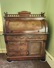 Antique Walnut Cylinder / Roll-top Desk