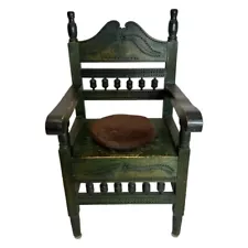 Antique 18th Century Mexican Handcarved Hacienda Arm Chair