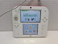 Nintendo 2DS Scarlet Red & White + Power Cord FOR PARTS OR REPAIR