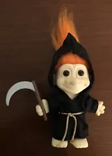 Vintage 5” Russ Troll Grim Reaper Halloween Sickle Scythe Orange Hair