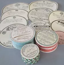 Lot 3 Antique FRENCH Powder PHARMACY Chocolate Boxes w Litho Labels + 10 Labels