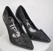 IRON FIST "SKULL IT OUT" HEELS WOMENS US 8 BLACK CUTOUT SKULLS, GOTHIC HALLOWEEN